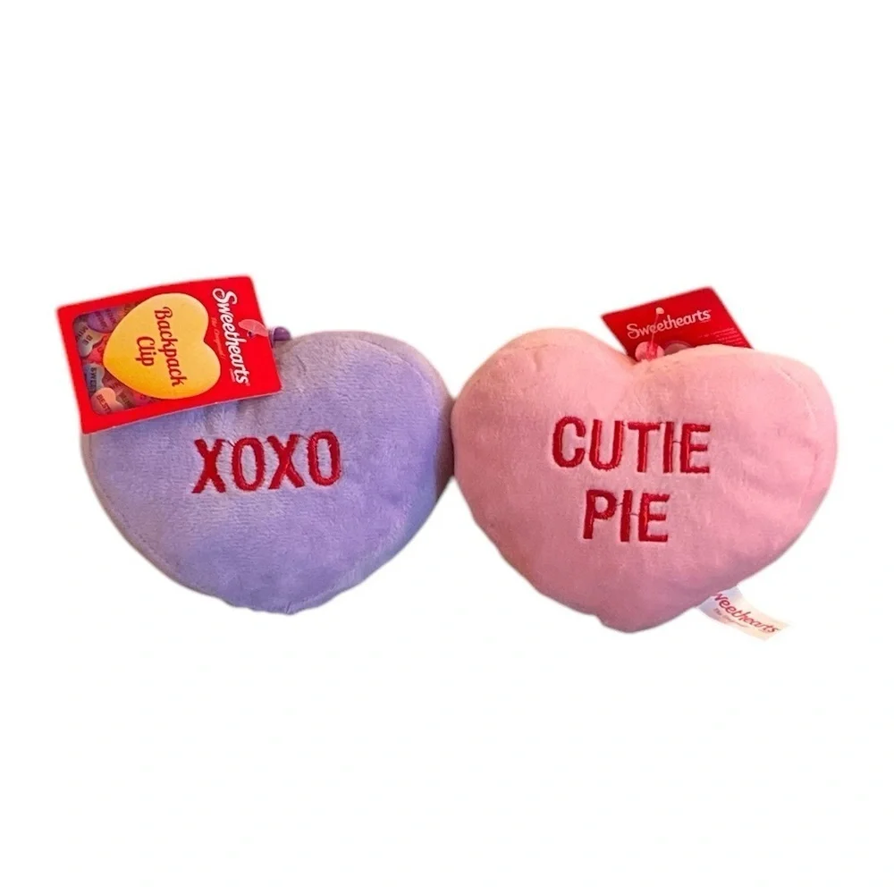 Sweethearts Plush Backpack Clips - Purple and Pink
